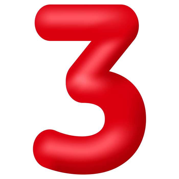 Red 3d number three isolated on transparent background. Decorative ...